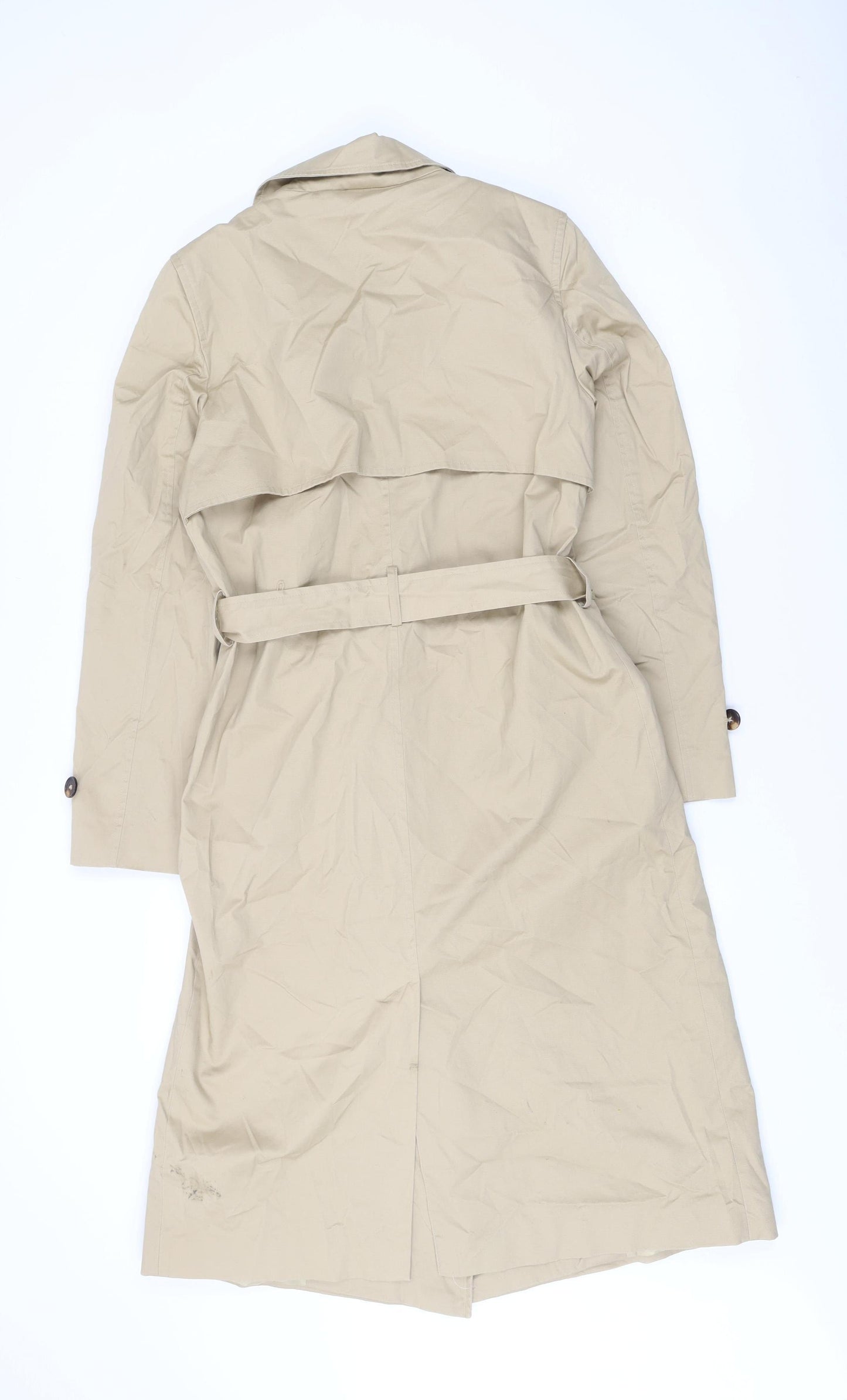 Marks and Spencer Womens Beige Size 10 Trench Coat Belted Long Jacket