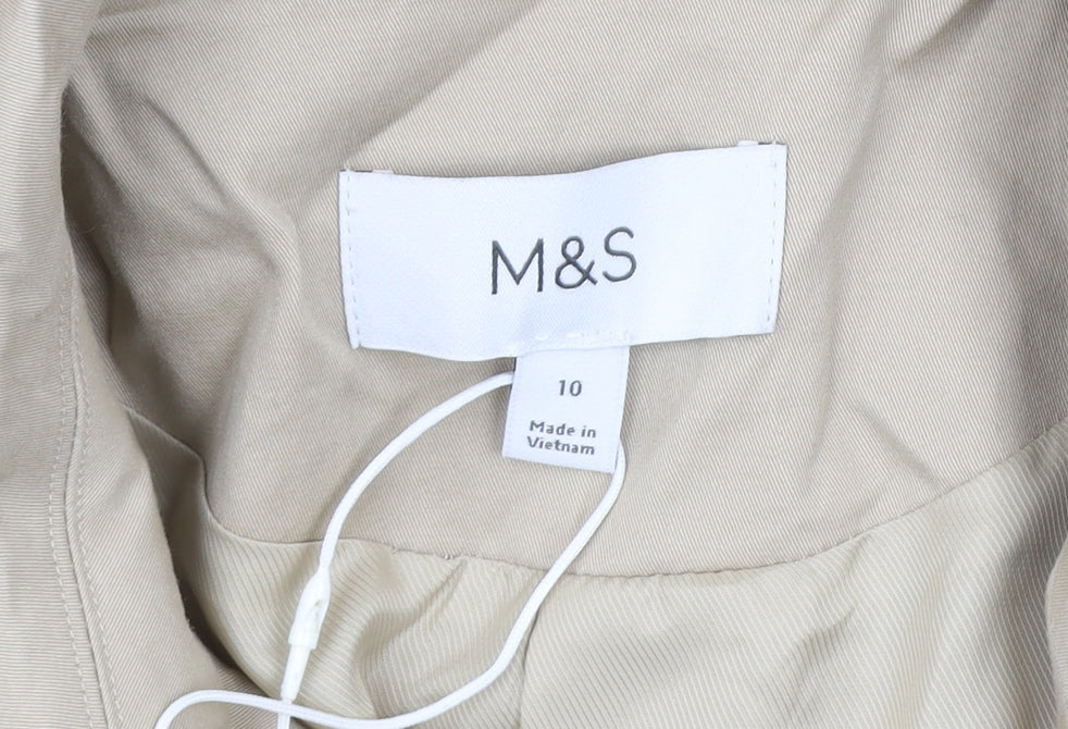 Marks and Spencer Womens Beige Size 10 Trench Coat Belted Long Jacket