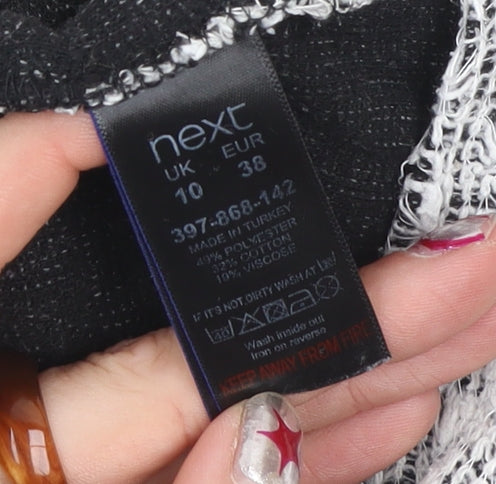 Next Women’s Black White Open-Knit Pullover Jumper Size 10