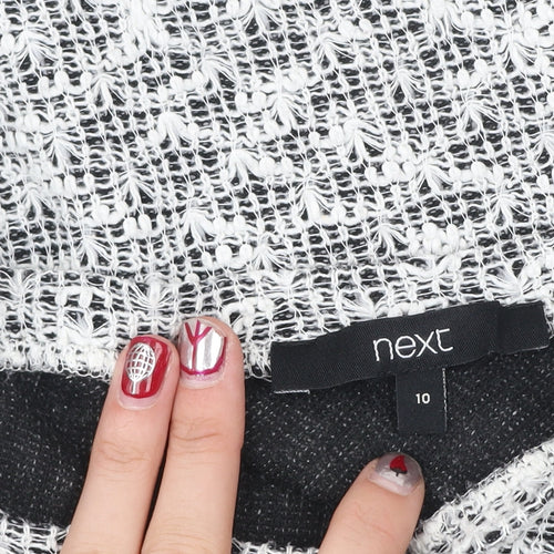 Next Women’s Black White Open-Knit Pullover Jumper Size 10