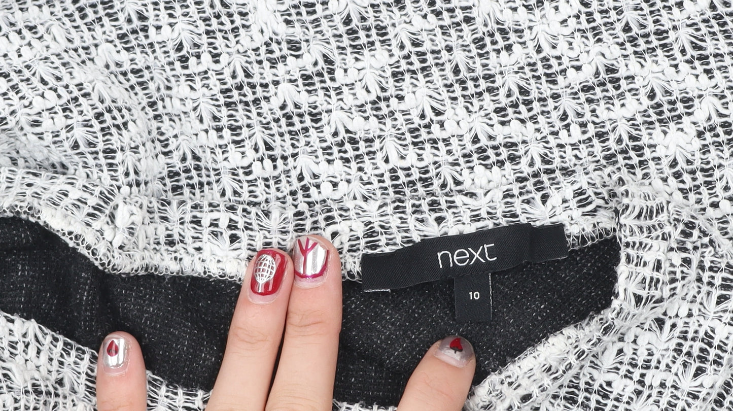 Next Women’s Black White Open-Knit Pullover Jumper Size 10