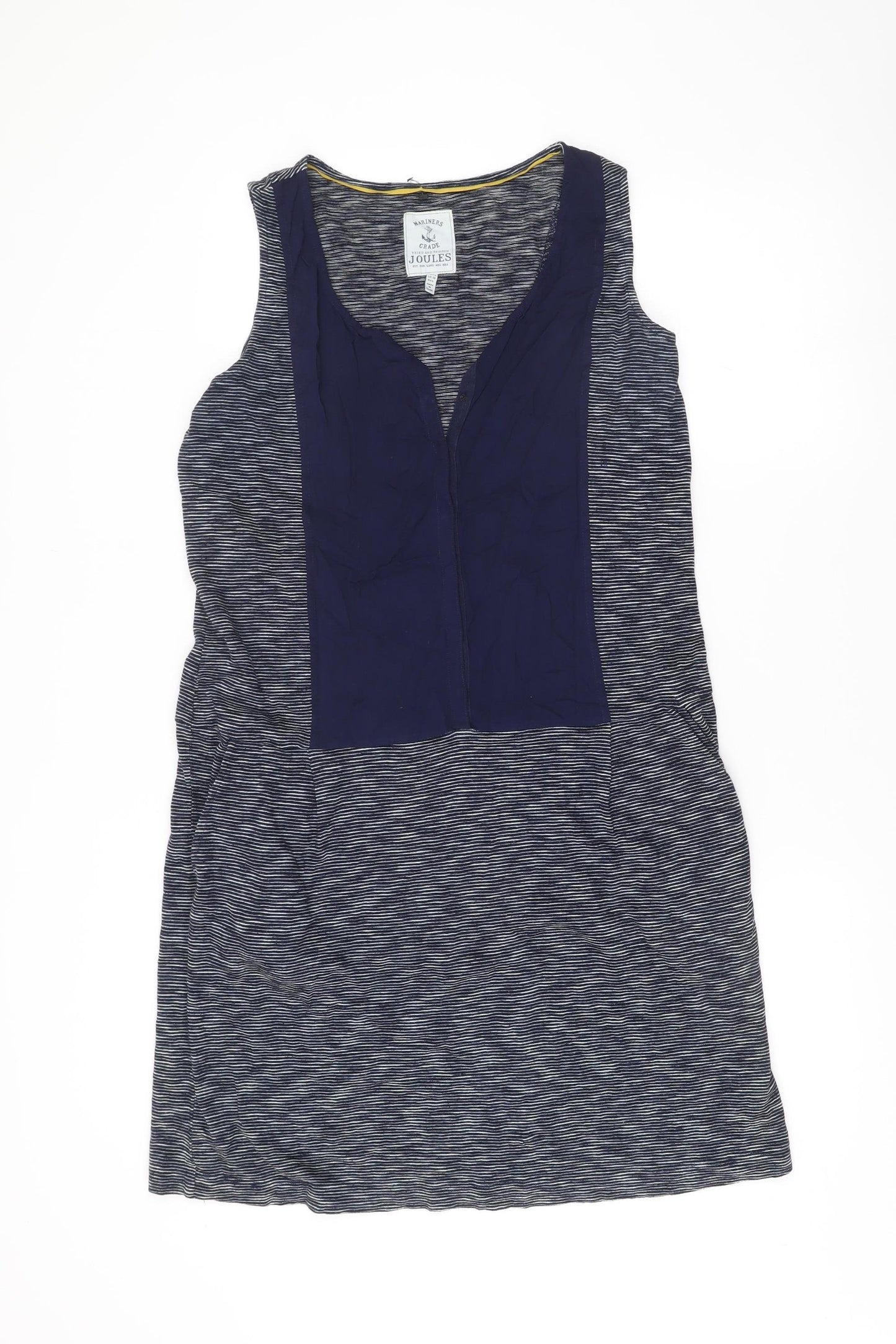 Joules Womens Blue Striped Shift Dress Size 14 Sleeveless Nautical