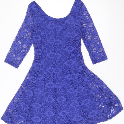 New Look Women’s Blue Lace A-Line Party Dress Size 10