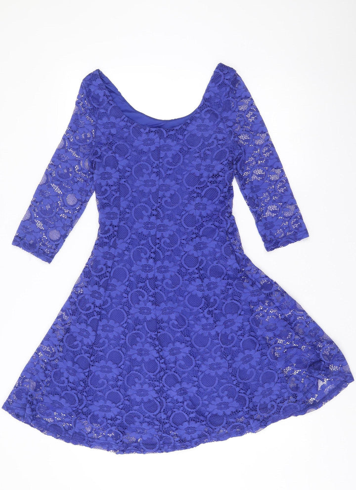 New Look Women’s Blue Lace A-Line Party Dress Size 10