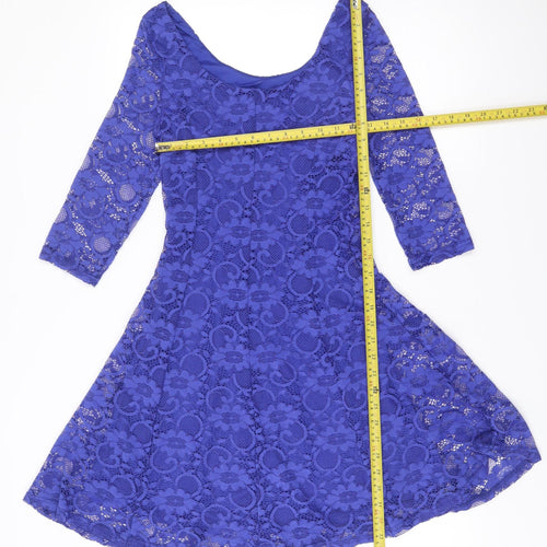 New Look Women’s Blue Lace A-Line Party Dress Size 10