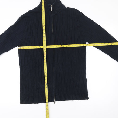 Gant Men’s Black Cotton Zip Knit Jacket Size M Stand Collar