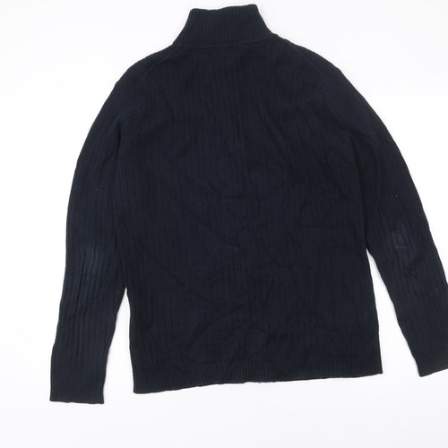 Gant Men’s Black Cotton Zip Knit Jacket Size M Stand Collar