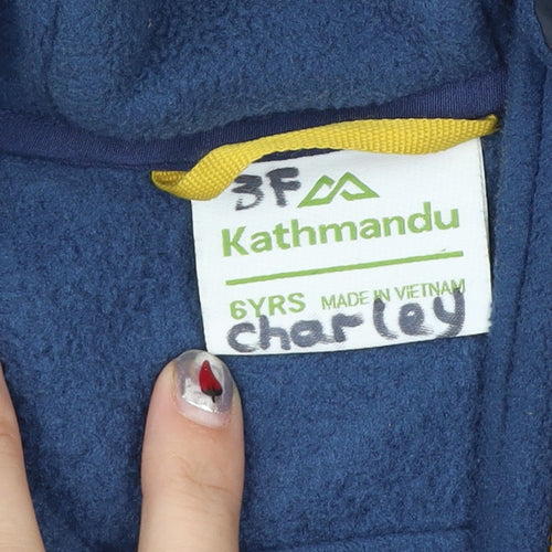 Kathmandu Boys Blue Hooded Full Zip Fleece Jacket 6 Years Outdoor