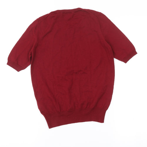 UNIQLO Womens Red XS Wool Crew Neck Short Sleeve Knit Top