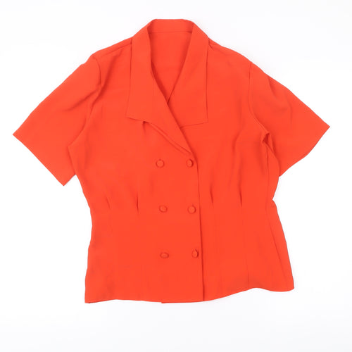 Marks and Spencer Women’s Orange Blouse Size 10 Short Sleeve Collared