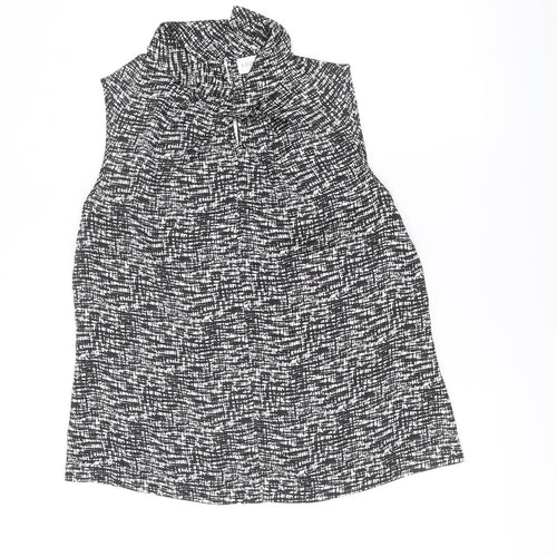 Edina Ronay Womens Black White Geometric Sleeveless Blouse Size 16