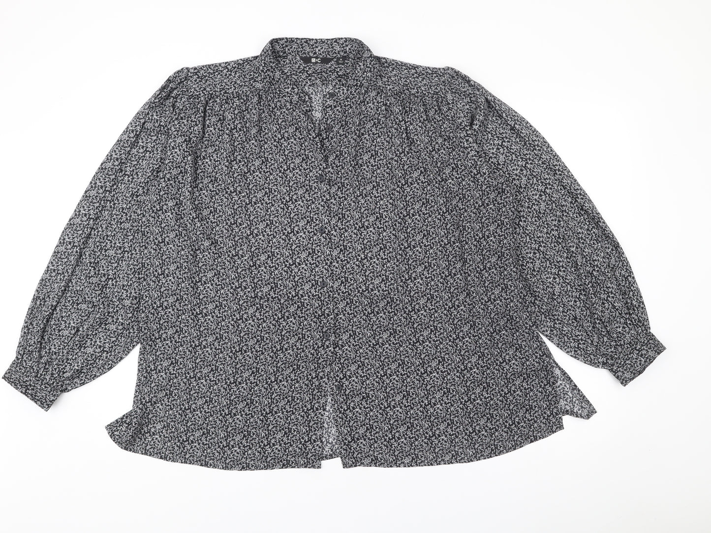 Uniqlo Women’s Black Floral Tunic Blouse Size M Long Sleeve Chiffon