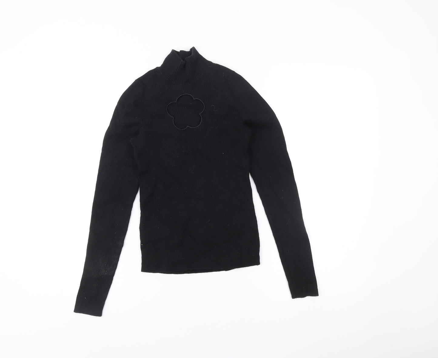 & Other Stories Womens Black XS Mock Neck Slim Fit Wool Blend Jumper