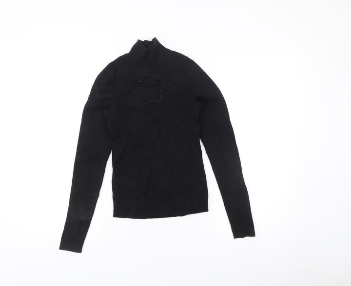& Other Stories Womens Black XS Mock Neck Slim Fit Wool Blend Jumper
