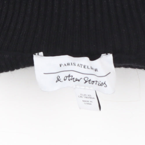 & Other Stories Womens Black XS Mock Neck Slim Fit Wool Blend Jumper