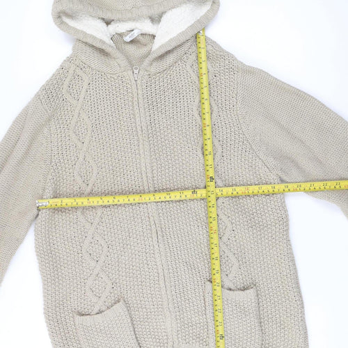 Cotton Traders Men’s Beige Knit Hooded Full Zip Jacket Size L 42in