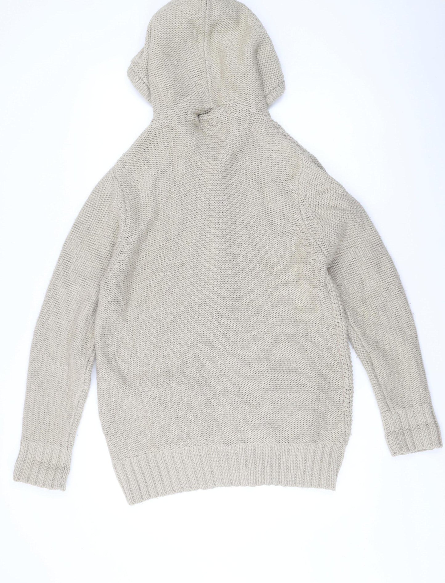 Cotton Traders Men’s Beige Knit Hooded Full Zip Jacket Size L 42in