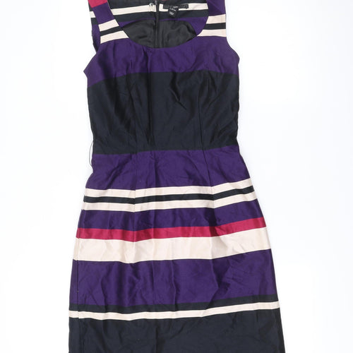 H&M Women’s Sleeveless Striped Sheath Dress Size 6 Multi Knee Length