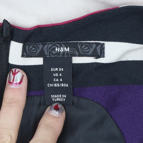 H&M Women’s Sleeveless Striped Sheath Dress Size 6 Multi Knee Length