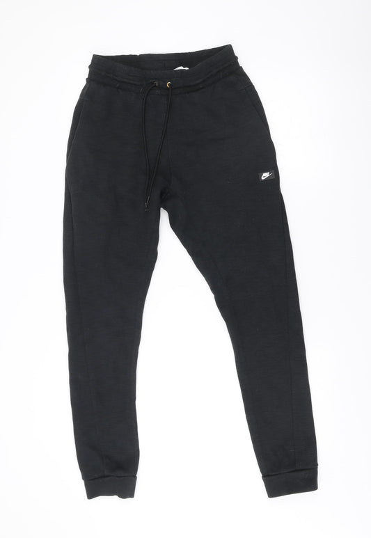 Nike Men’s Black Jogger Trousers Size S Cotton Blend Activewear