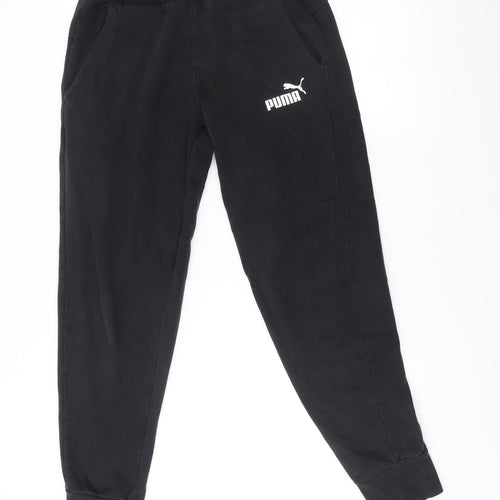Puma Men’s Black Jogger Trousers S Regular Fit Fleece Activewear