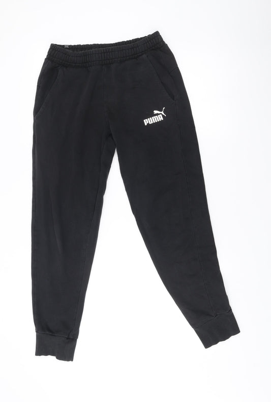 Puma Men’s Black Jogger Trousers S Regular Fit Fleece Activewear