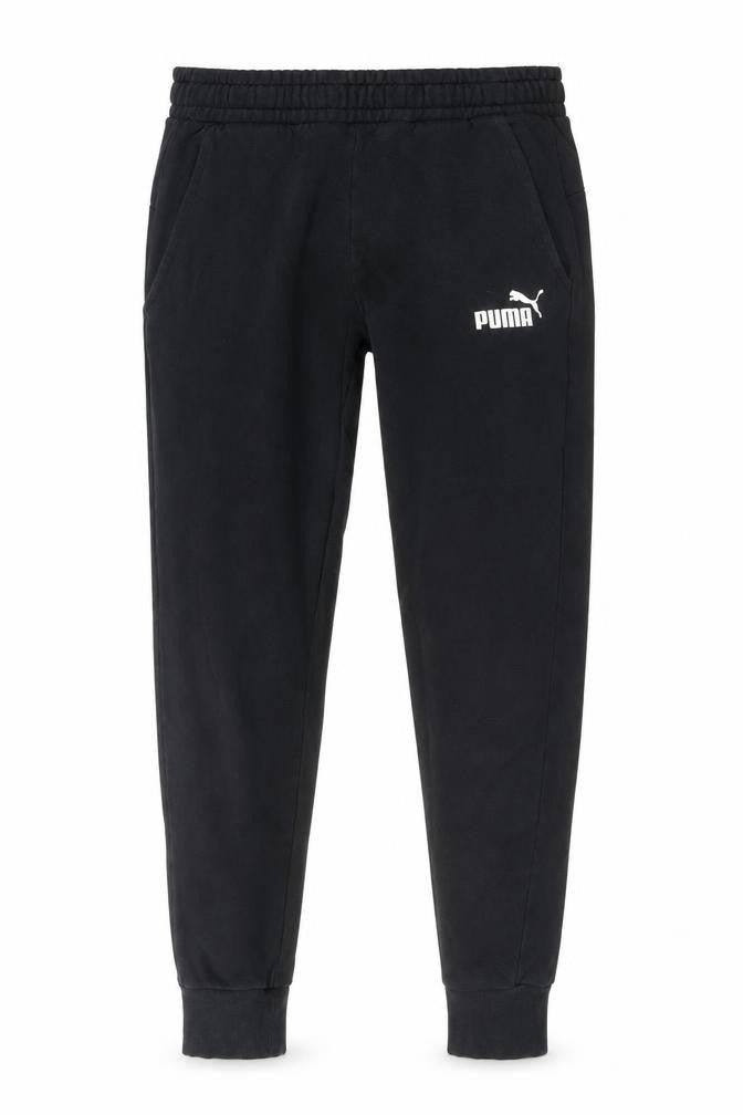 Front view of Puma Men’s Black Jogger Trousers S Regular Fit Fleece Activewear