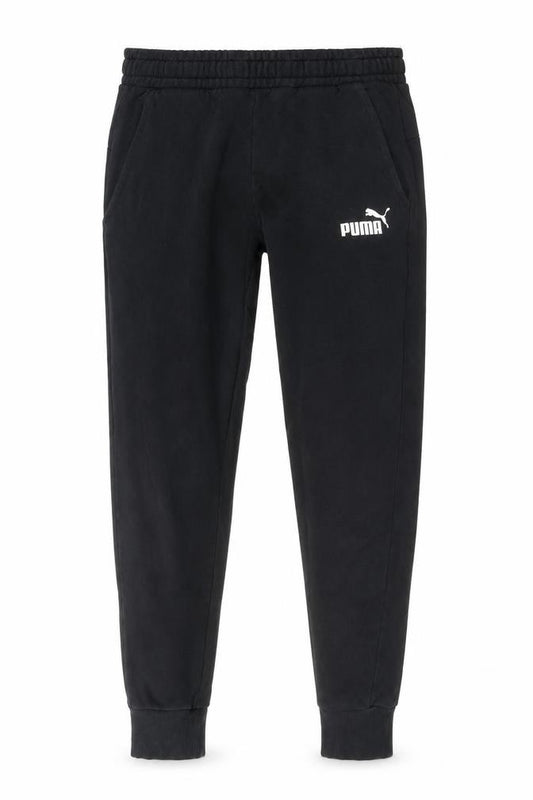 Front view of Puma Men’s Black Jogger Trousers S Regular Fit Fleece Activewear