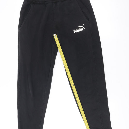 Puma Men’s Black Jogger Trousers S Regular Fit Fleece Activewear
