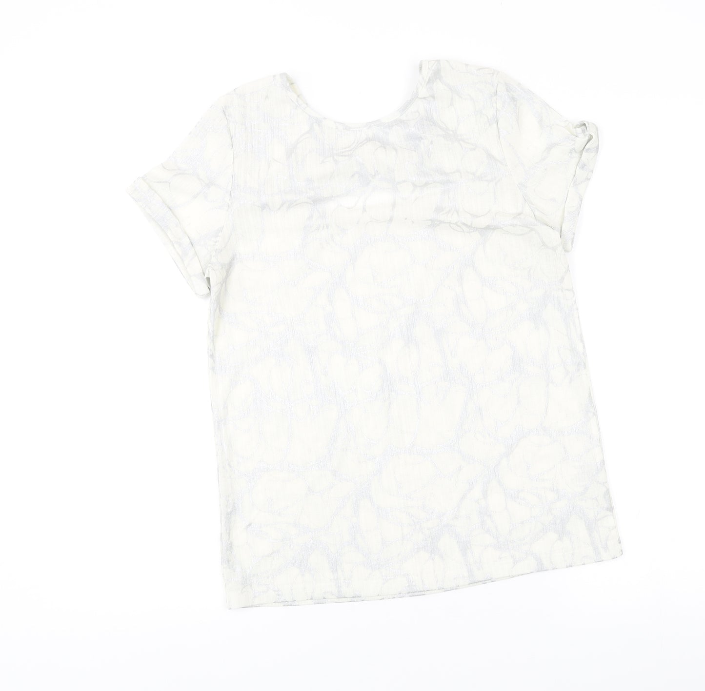 Klass Women’s Ivory Short Sleeve Scoop Neck Bow Blouse M