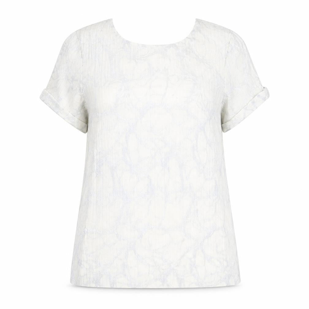 Klass Women’s Ivory Short Sleeve Scoop Neck Bow Blouse M