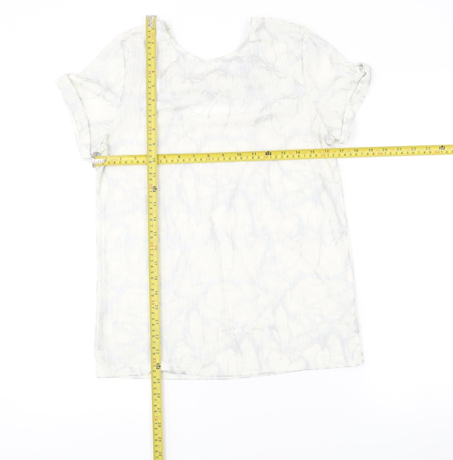 Klass Women’s Ivory Short Sleeve Scoop Neck Bow Blouse M