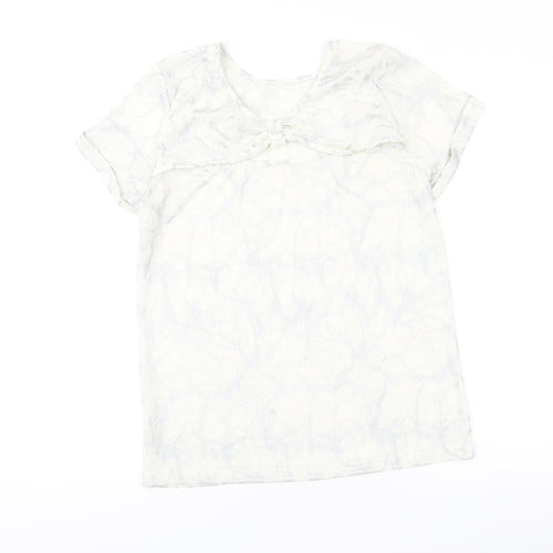 Klass Women’s Ivory Short Sleeve Scoop Neck Bow Blouse M