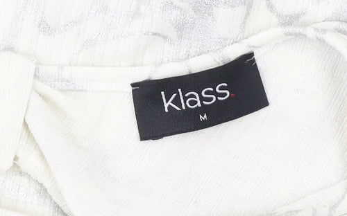 Klass Women’s Ivory Short Sleeve Scoop Neck Bow Blouse M