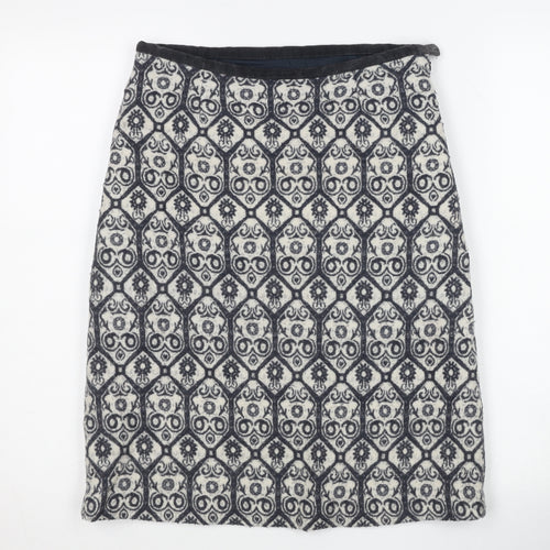 Laura Ashley Women’s Black Geometric Wool Mix Pencil Skirt UK 8