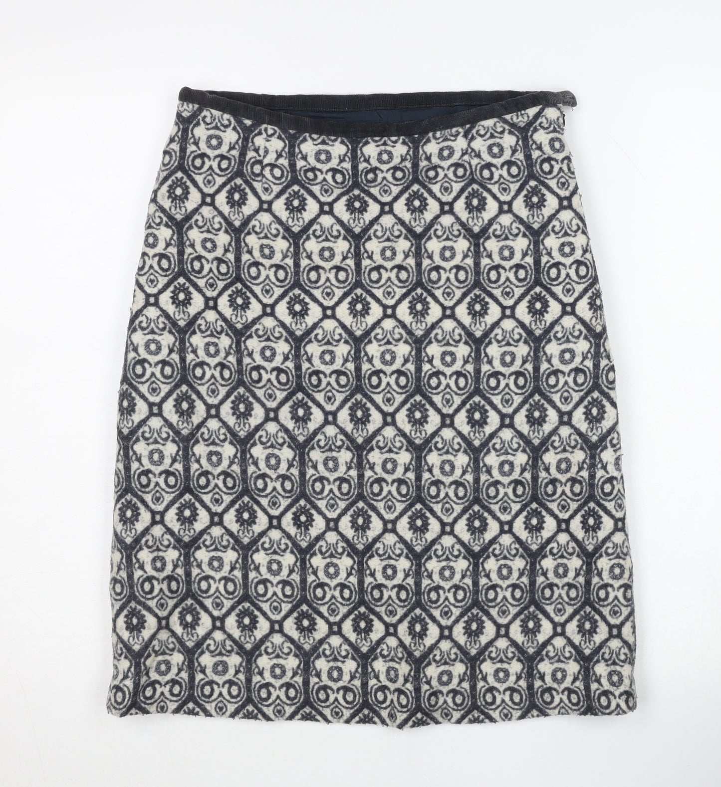Laura Ashley Women’s Black Geometric Wool Mix Pencil Skirt UK 8