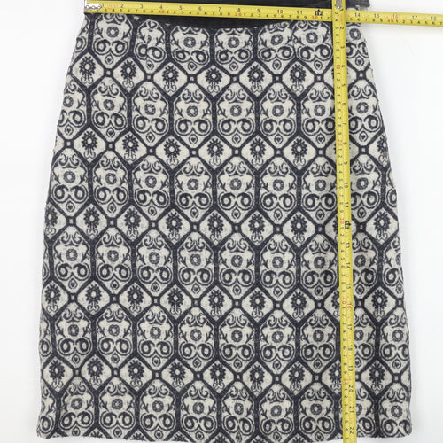 Laura Ashley Women’s Black Geometric Wool Mix Pencil Skirt UK 8