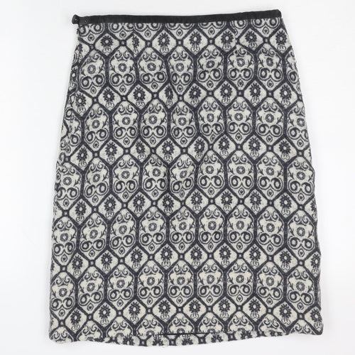 Laura Ashley Women’s Black Geometric Wool Mix Pencil Skirt UK 8