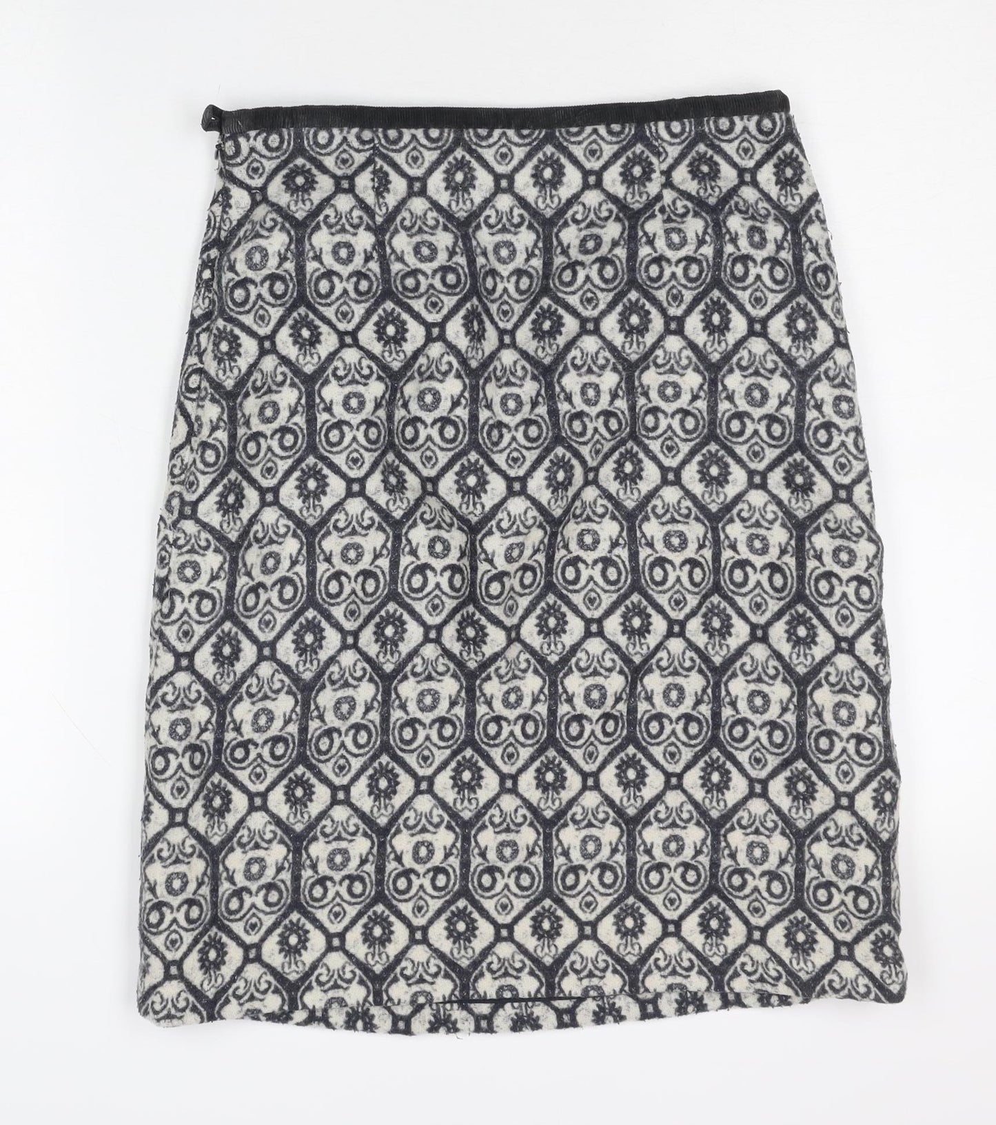 Laura Ashley Women’s Black Geometric Wool Mix Pencil Skirt UK 8