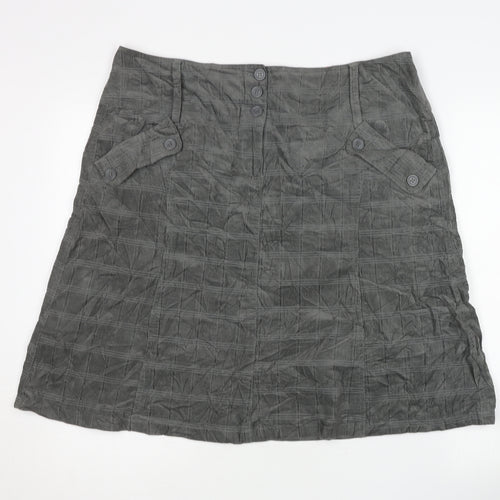 EDEIS Women’s Grey A-Line Cotton Knee Length Skirt UK 18
