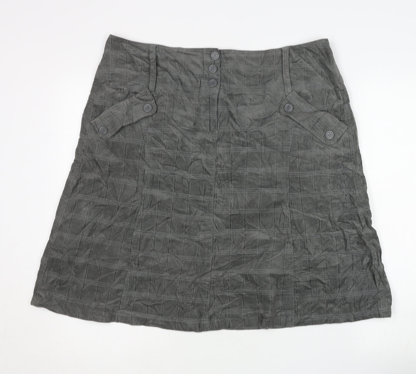 EDEIS Women’s Grey A-Line Cotton Knee Length Skirt UK 18