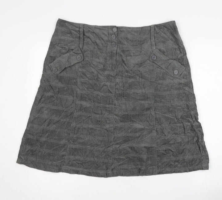 EDEIS Women’s Grey A-Line Cotton Knee Length Skirt UK 18