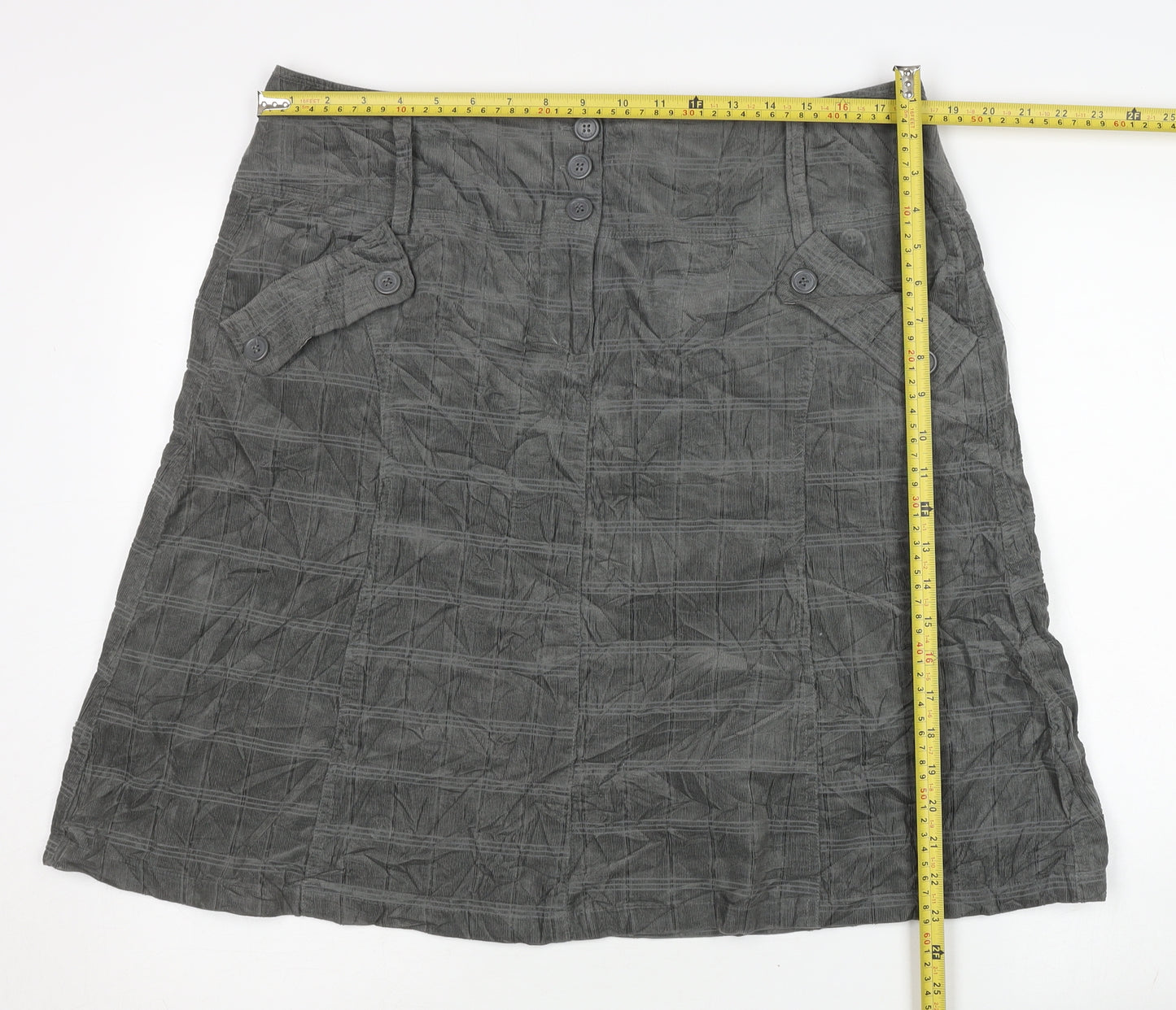 EDEIS Women’s Grey A-Line Cotton Knee Length Skirt UK 18