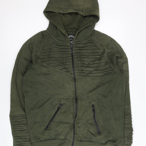 Genetic Apparel Men’s Green Full Zip Hoodie L Quilted Zip Pockets