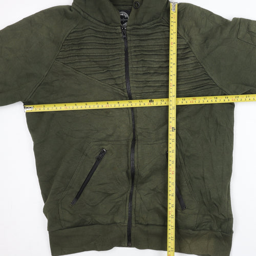 Genetic Apparel Men’s Green Full Zip Hoodie L Quilted Zip Pockets