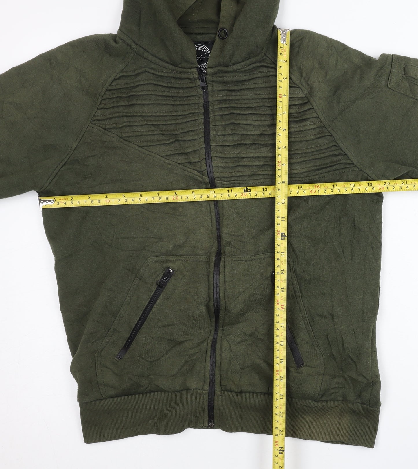 Genetic Apparel Men’s Green Full Zip Hoodie L Quilted Zip Pockets
