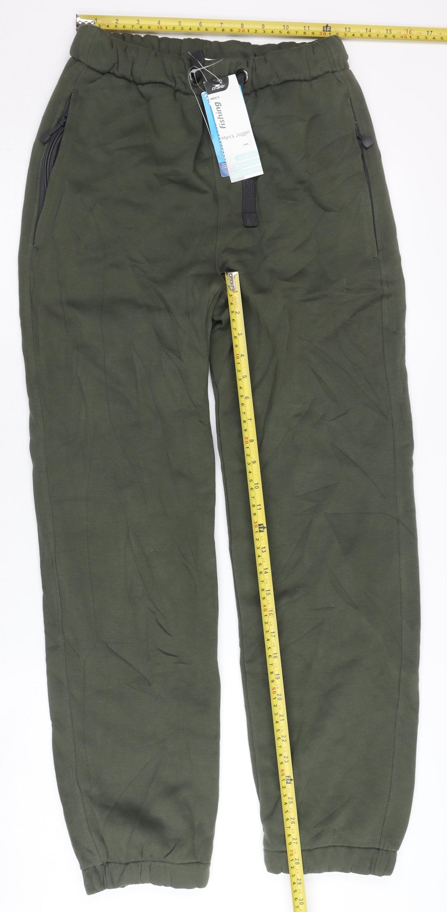 Crane Men's Green Jogger Trousers Small Fishing Outdoor Cotton Blend