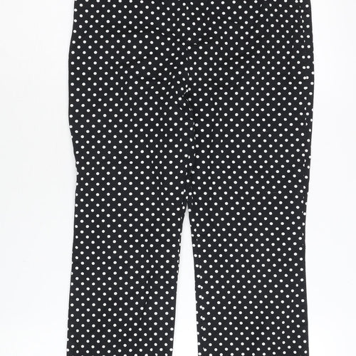 Zara Womens Black White Polka Dot Slim High Rise Trousers Size 12