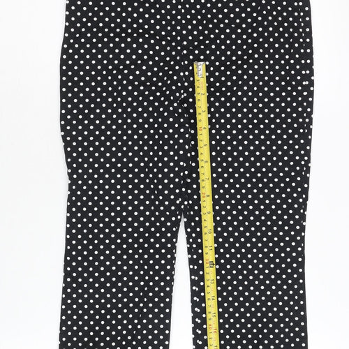 Zara Womens Black White Polka Dot Slim High Rise Trousers Size 12