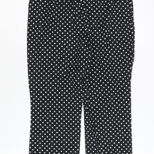 Zara Womens Black White Polka Dot Slim High Rise Trousers Size 12